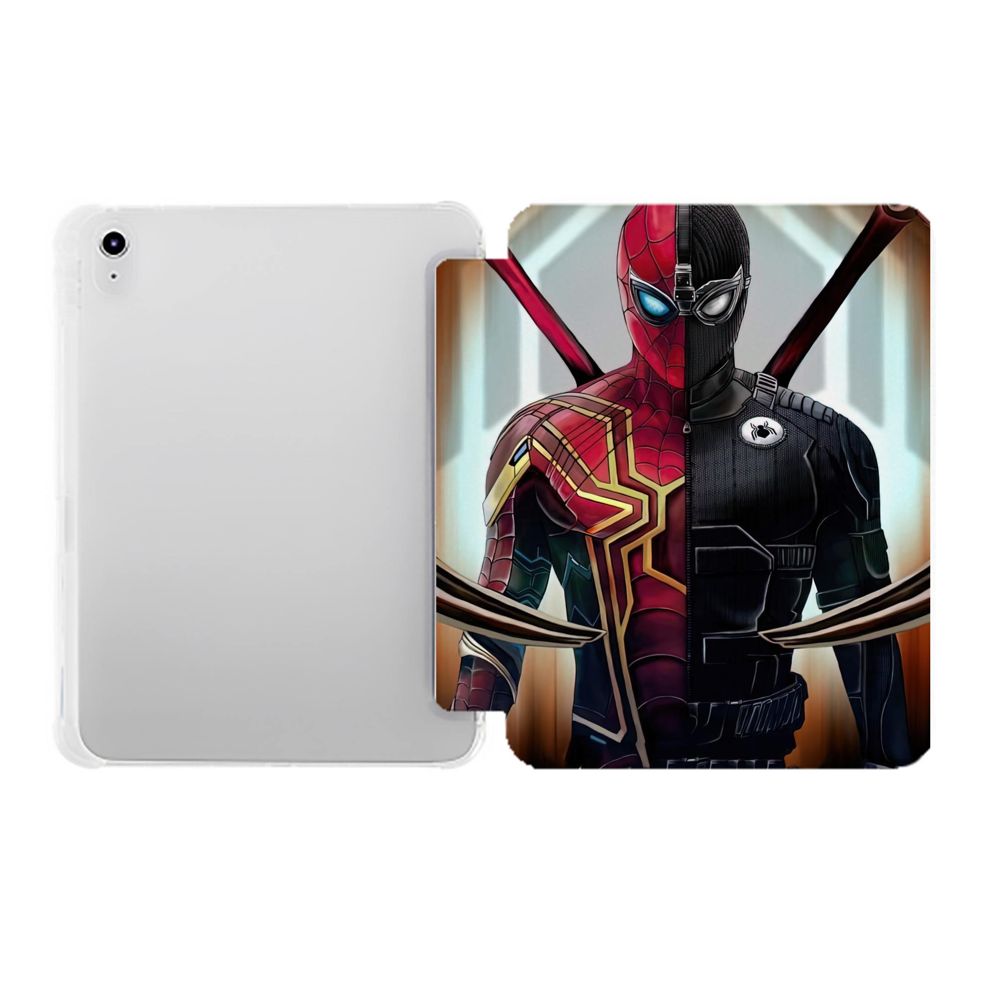（画像用） Spider Man スパイダーマン IPad ケース ペン収納付き 三つ折りスタンド PUレザー×シリコン 対応機種9.5/10.5/10.9インチ
